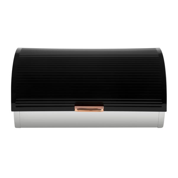 Linear Black and Rose Gold Roll Top Bread Bin image 1 of 6