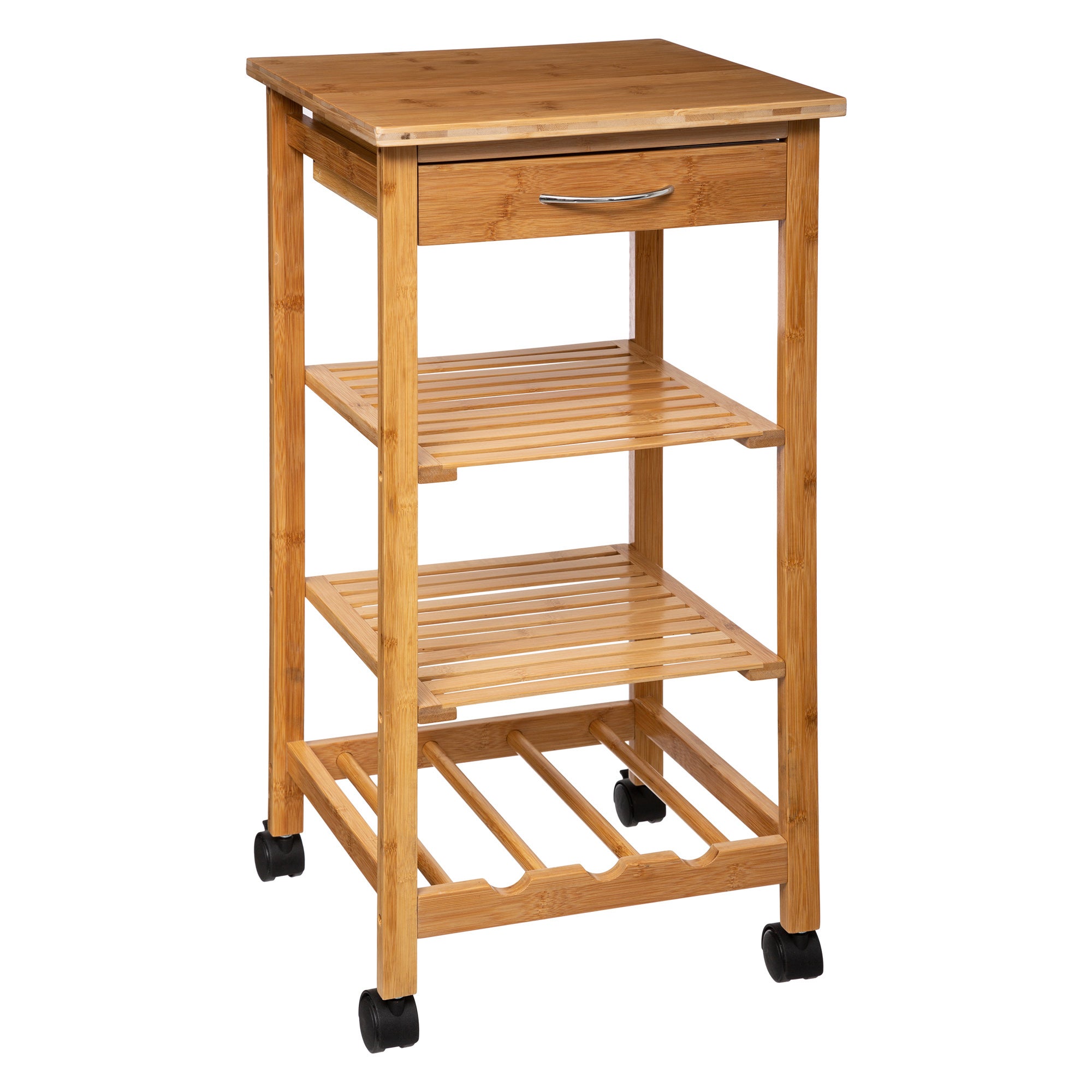 White Bamboo Kitchen Trolley Brown