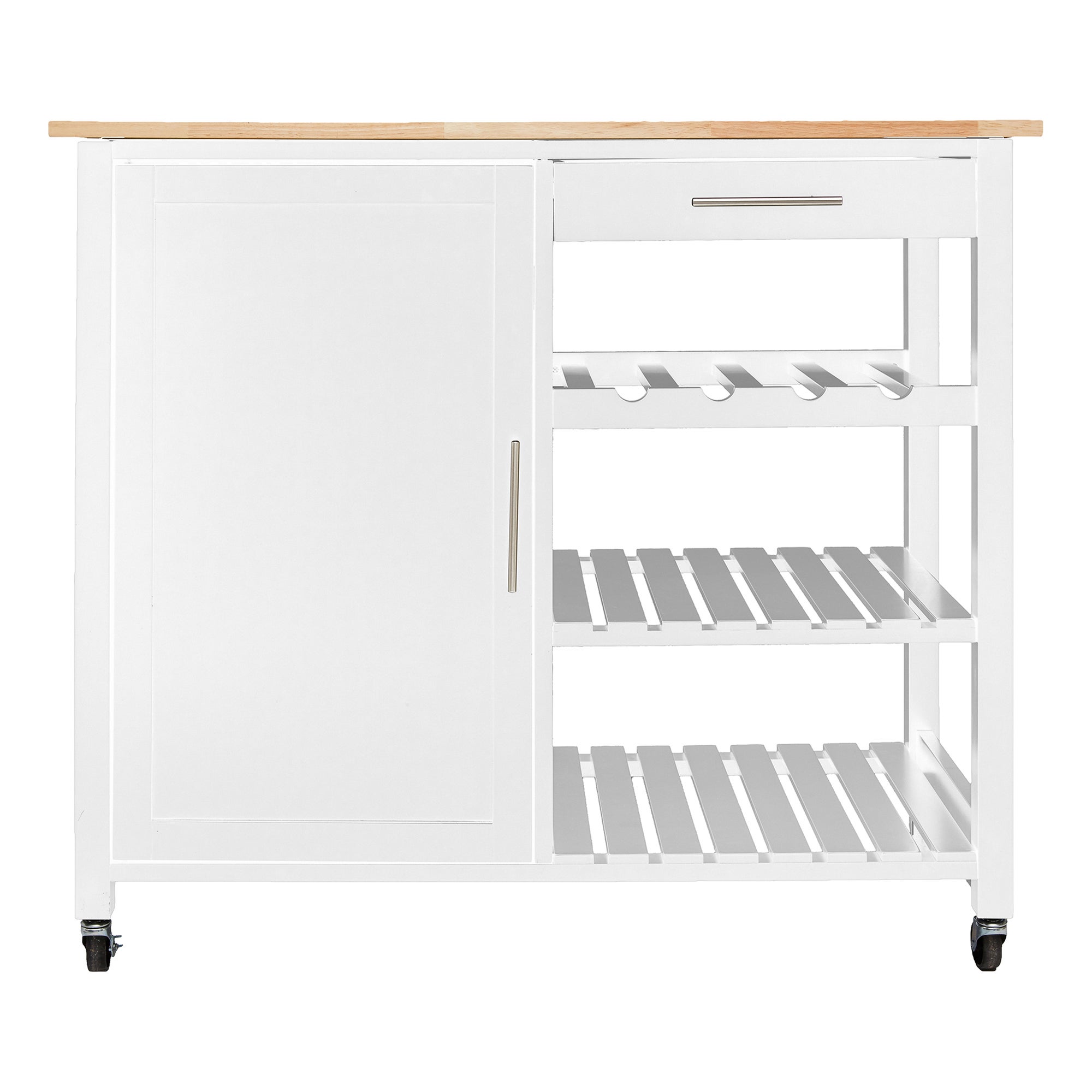 Double White Claude Kitchen Trolley White And Brown