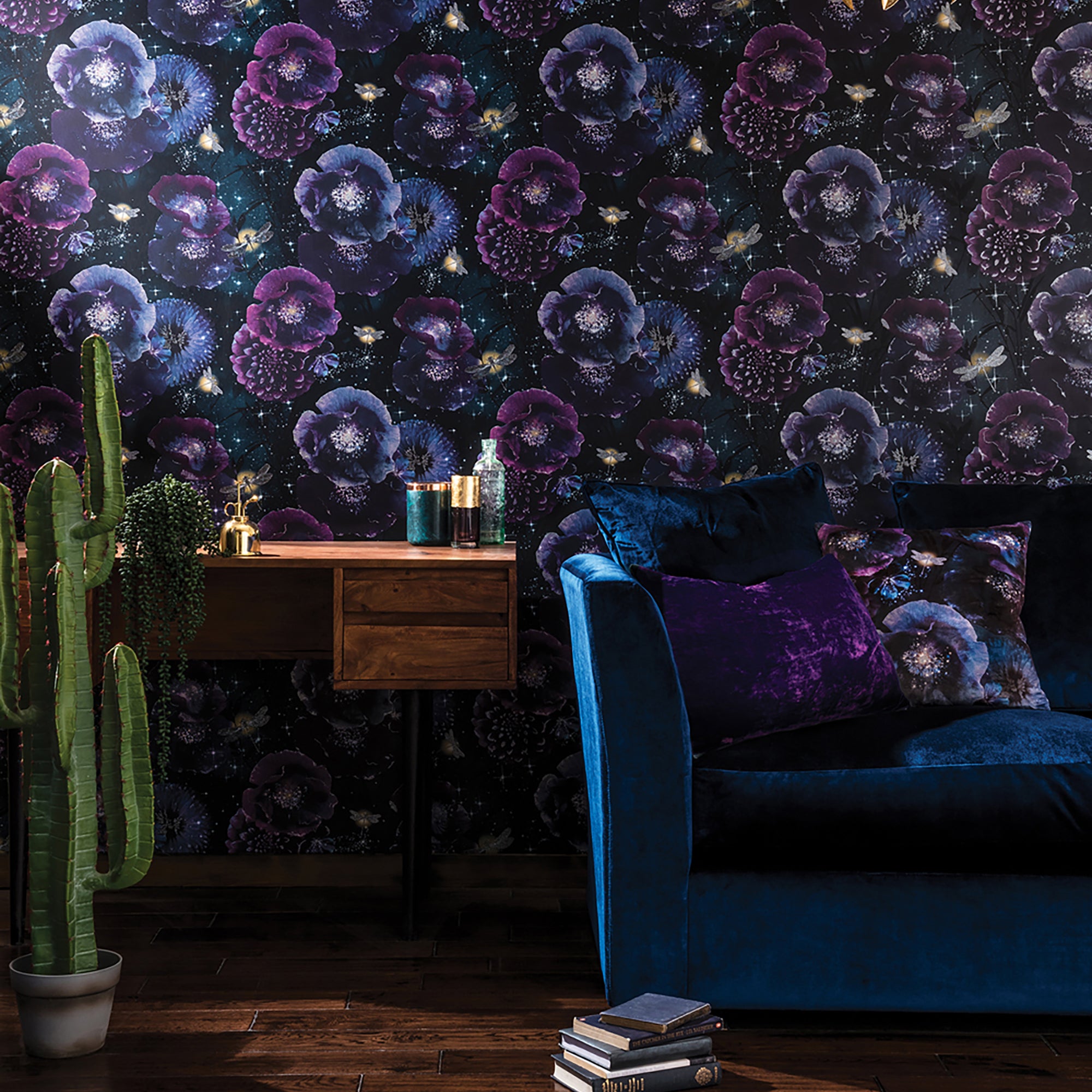 Click to view product details and reviews for Nocturnal Purple And Teal Wallpaper Purple And White.