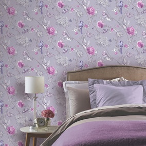 Paradise Garden Lilac Wallpaper