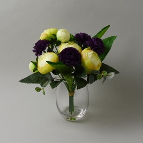 Ranunulus Carnation Glass Vase Purple 26cm