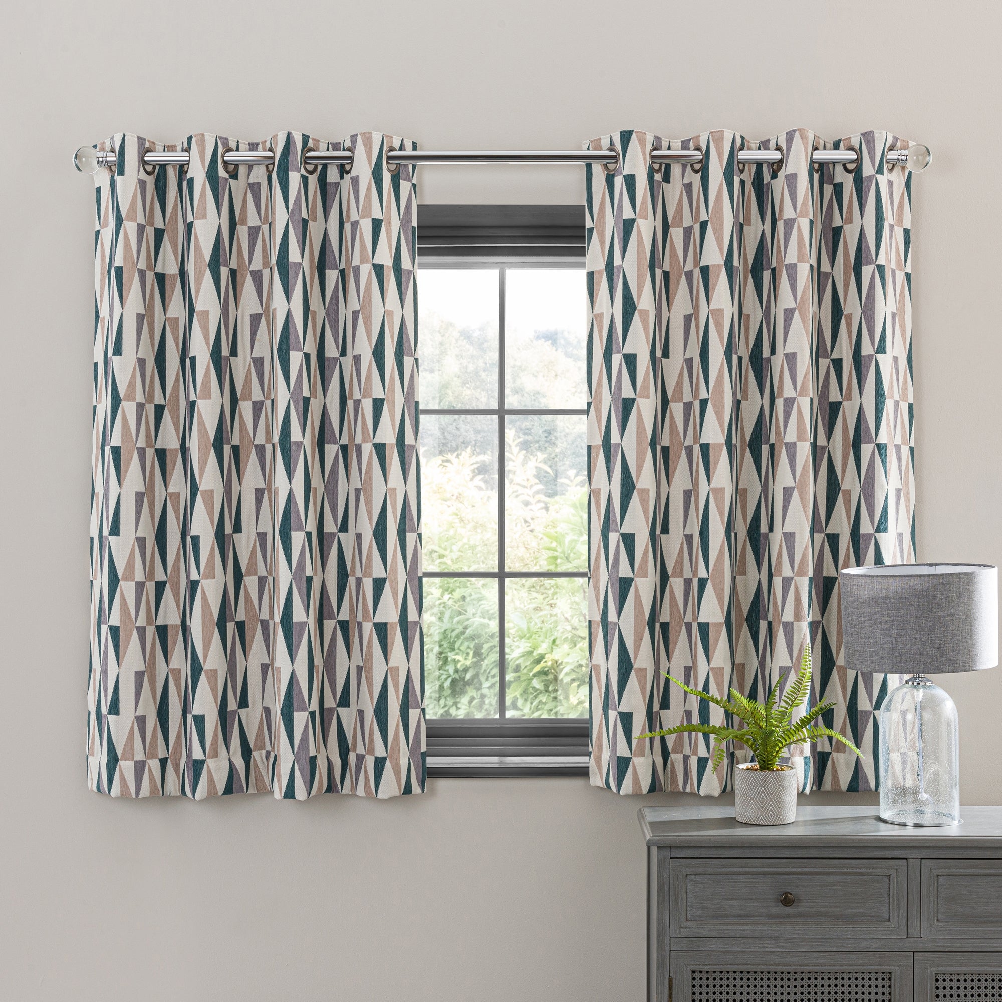 Elements Triangles Peacock Eyelet Curtains | Dunelm