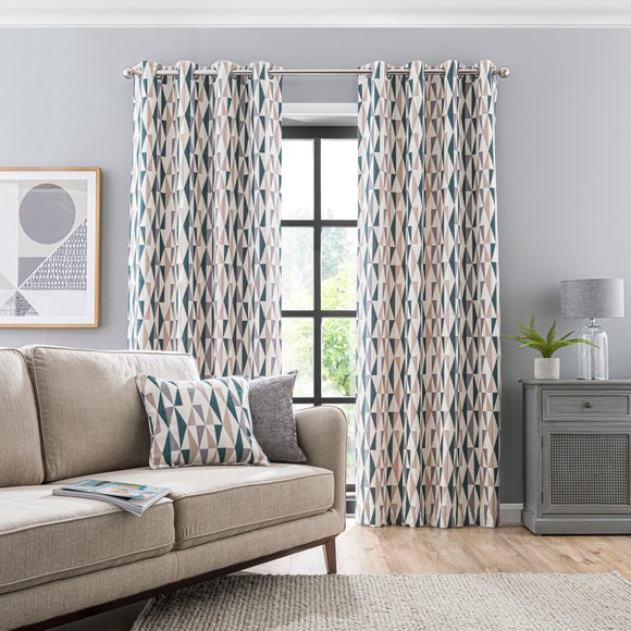 Elements Triangles Peacock Eyelet Curtains Dunelm