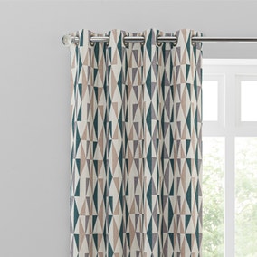 Elements Triangles Peacock Eyelet Curtains