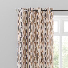 Elements Triangles Toffee Eyelet Curtains