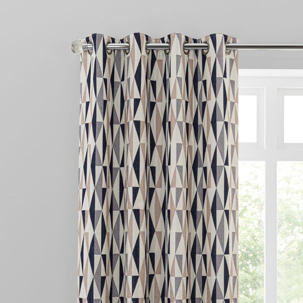 Elements Triangles Navy Eyelet Curtains  undefined