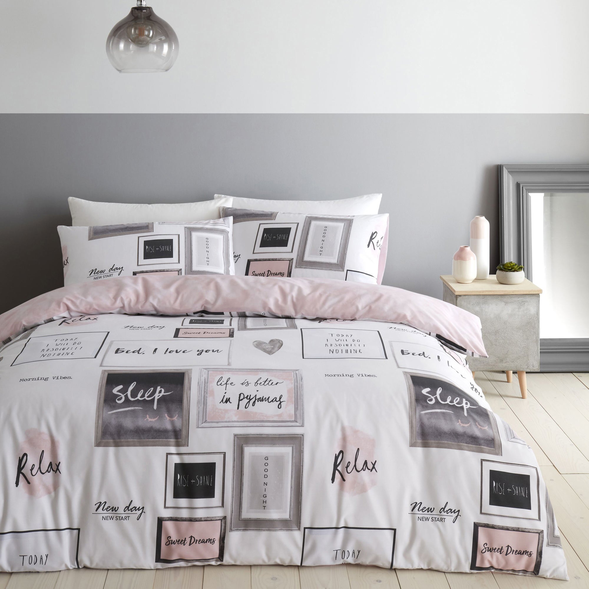 Photos - Duvet Catherine Lansfield Blush Sleep Dreams  Cover and Pillowcase Set Pink 