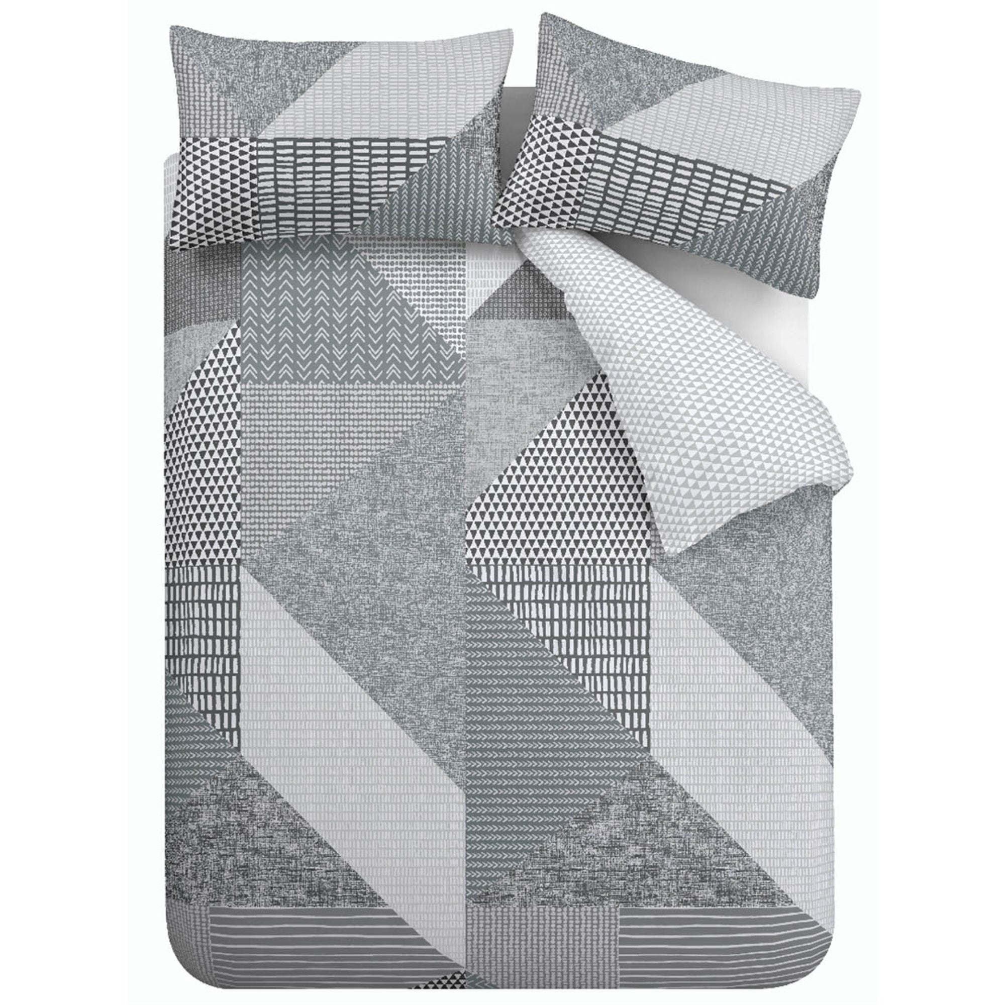 Catherine Lansfield Larsson Geo Grey Duvet Cover and Pillowcase Set ...