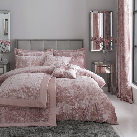 pink crushed velvet duvet cover