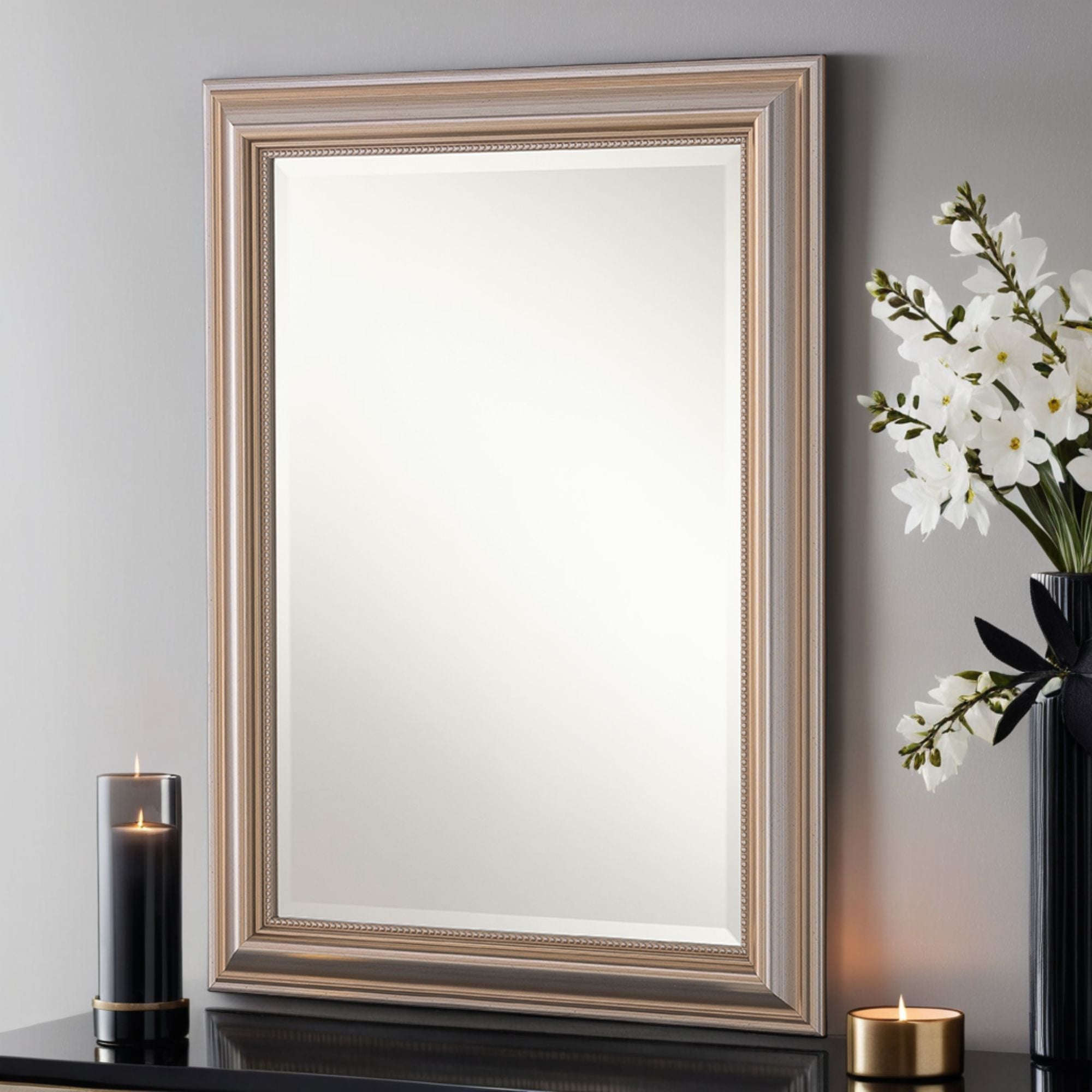 Yearn Beaded Mirror Champagne Beige