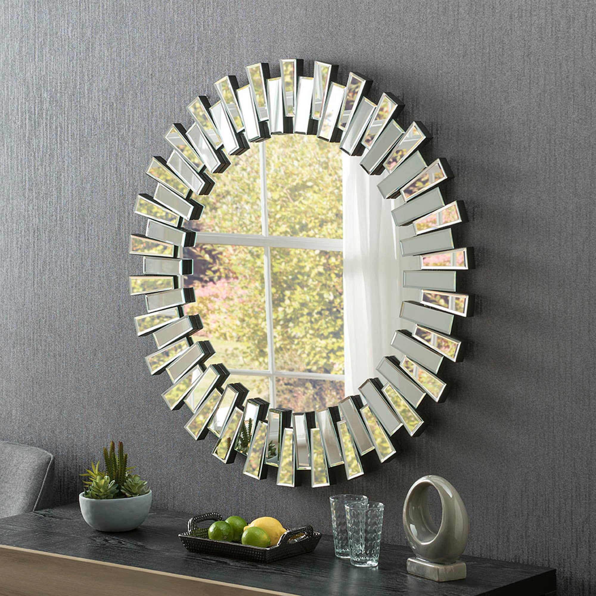 Yearn Faceted Round Mirror Blackclear