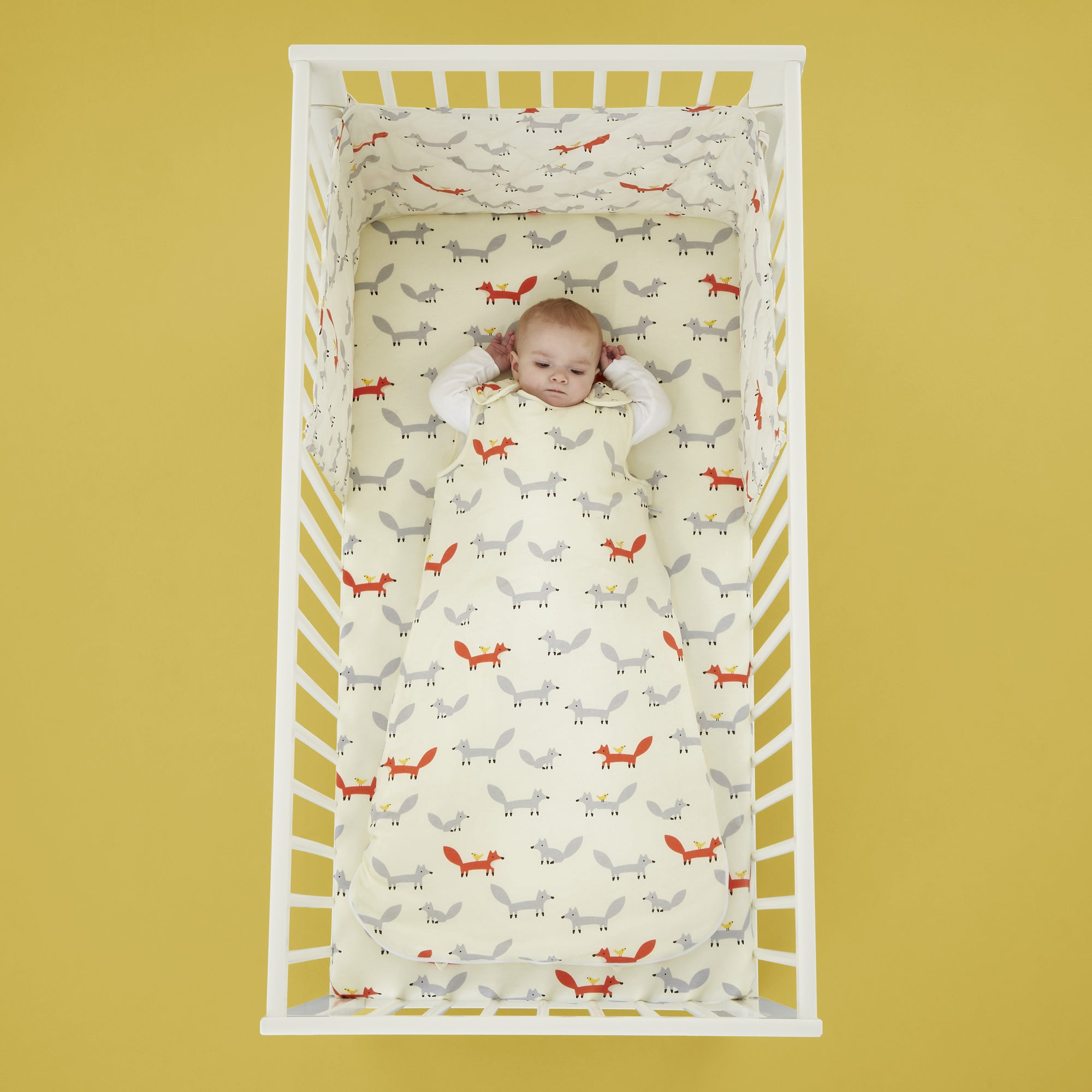 Photo of Cosatto mister fox 100 cotton 2.5 tog baby sleeping bag white- grey and orange