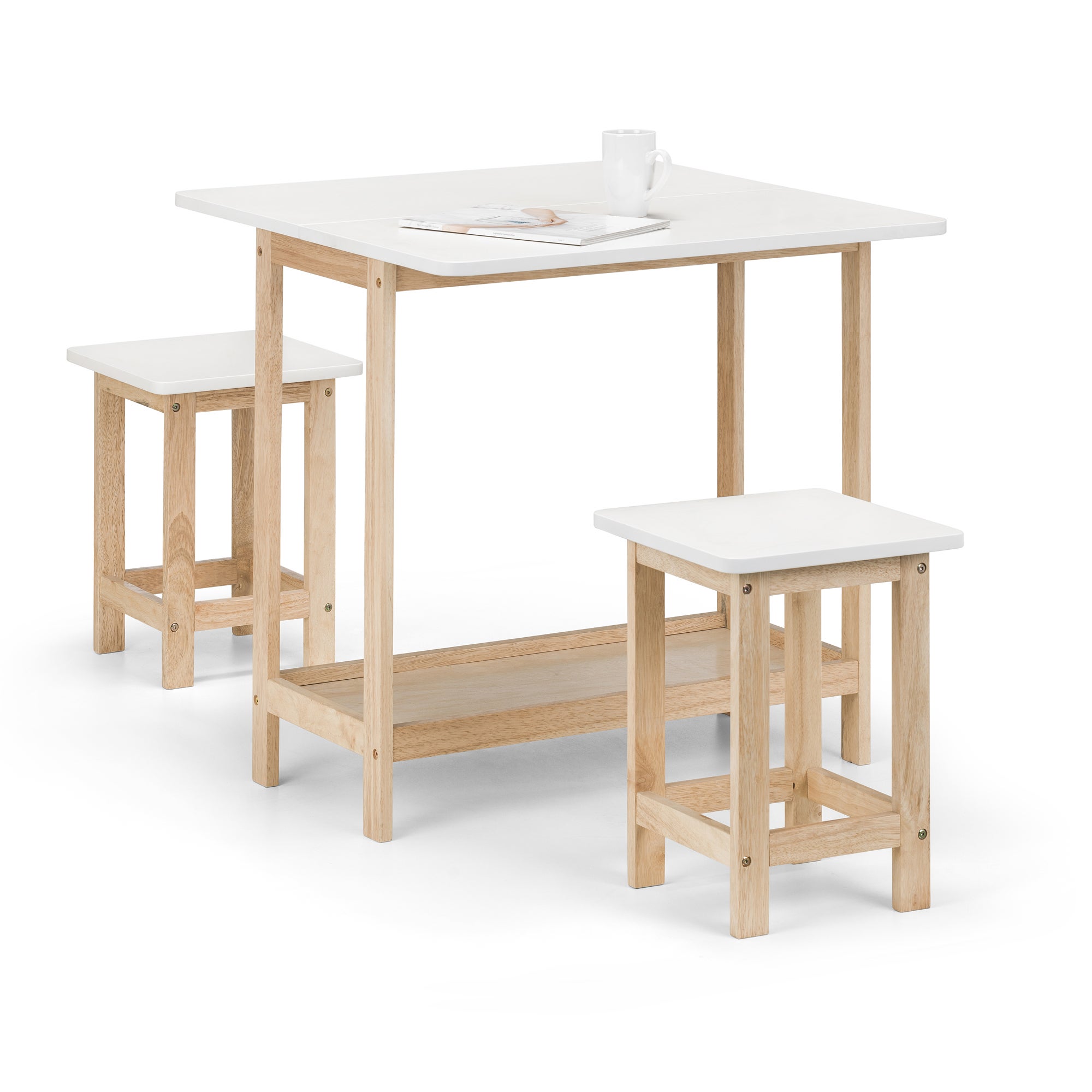 Bergen Rectangular Bar Table with 2 Stools, White