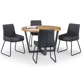 Brooklyn Round Dining Table with 4 Soho Chairs