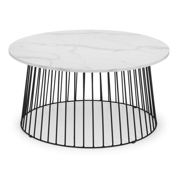Broadway Round Coffee Table, White Faux Marble image 1 of 4