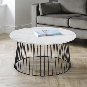 Broadway Round Coffee Table- White Faux Marble