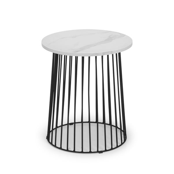Broadway Round Lamp Table, White Marble Effect image 1 of 4