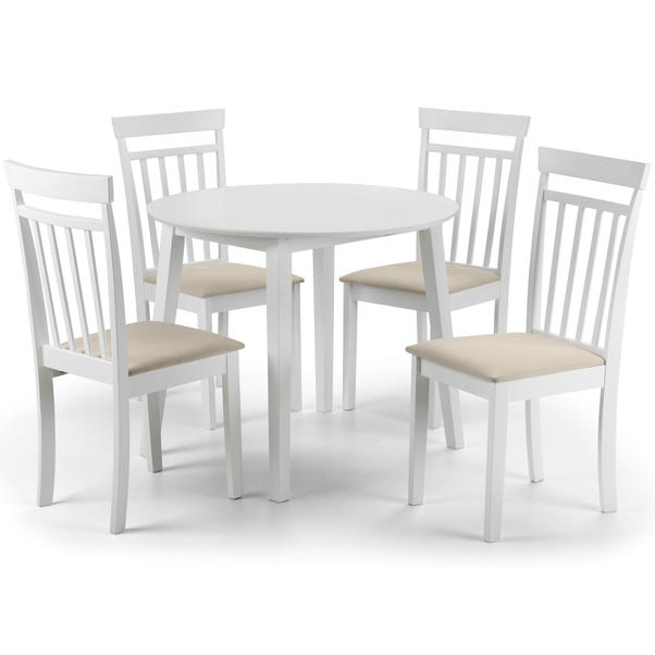 Coast White Dining Table With 4 Chairs, White Circle Table And 4 Chairs