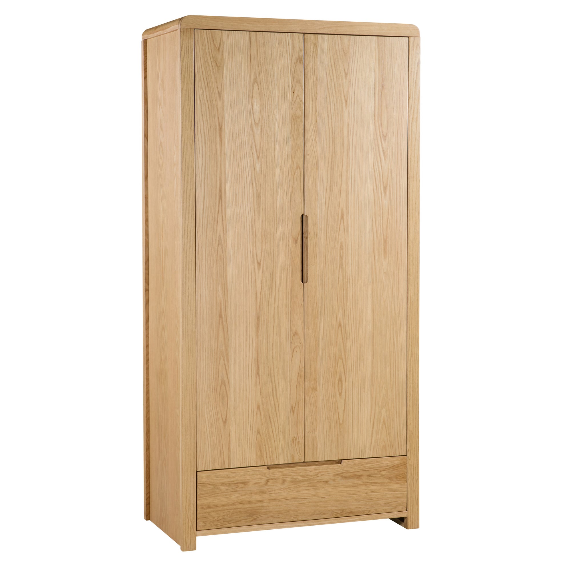 Curve Double 1 Drawer Wardrobe Oak Brown