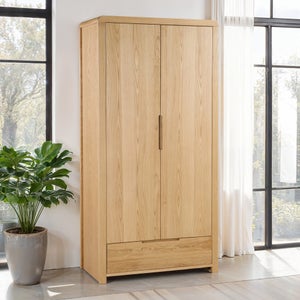 Curve Double 1 Drawer Wardrobe- Oak