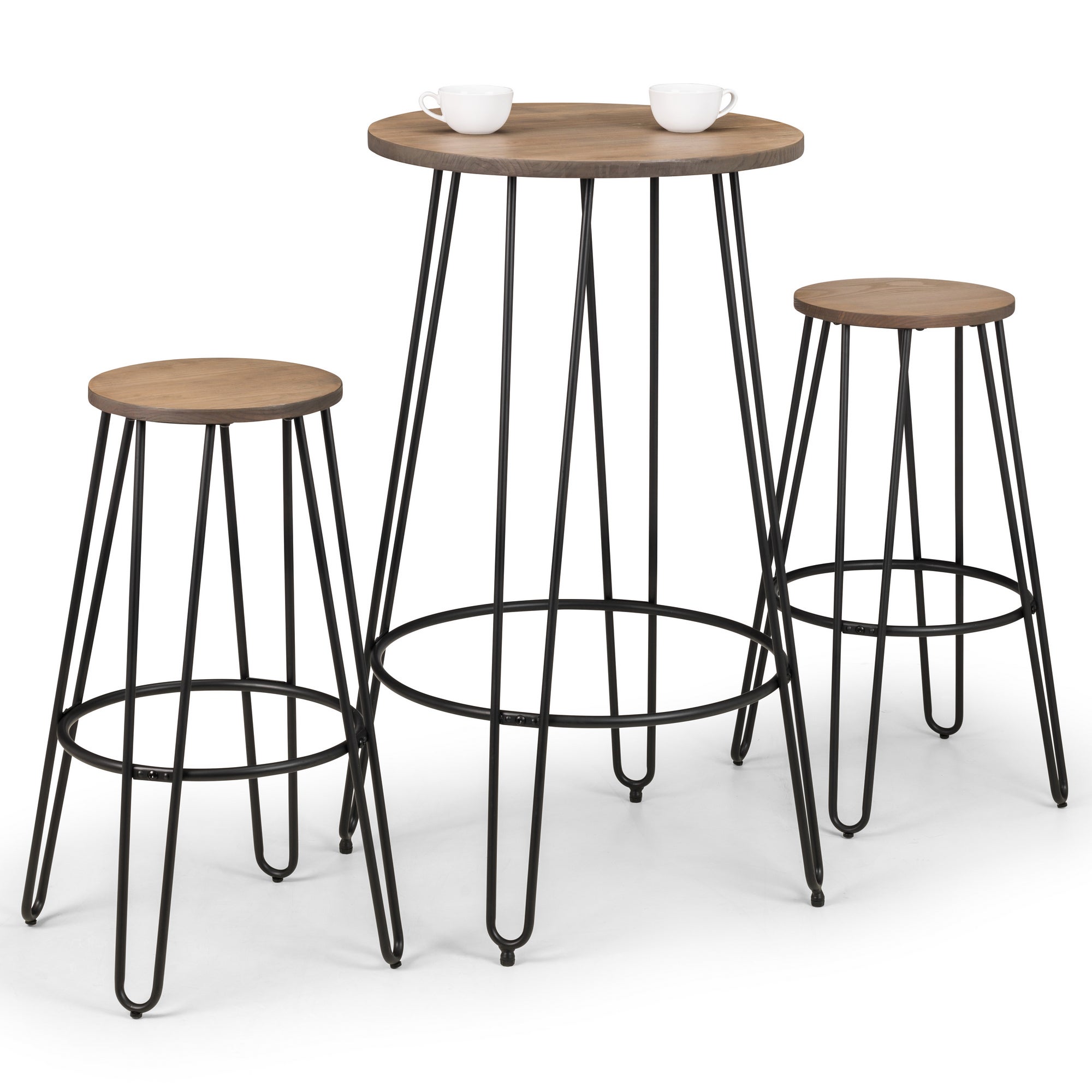 Dalston Round Bar Table With 2 Stools Black Black
