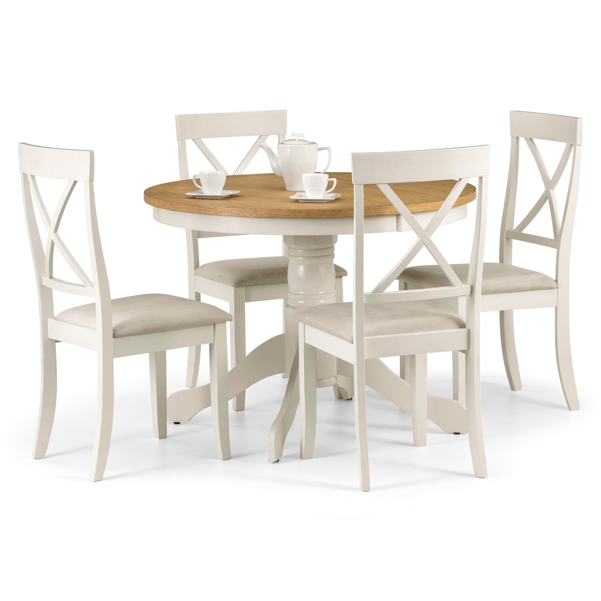 Davenport Round Dining Table with 4 Chairs Cream