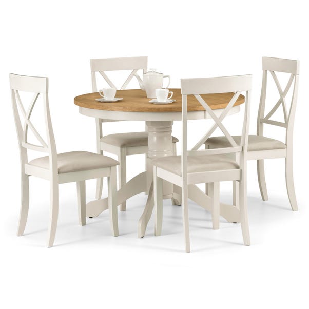 Davenport Round Dining Table With 4, White Round Dining Table 4 Chairs