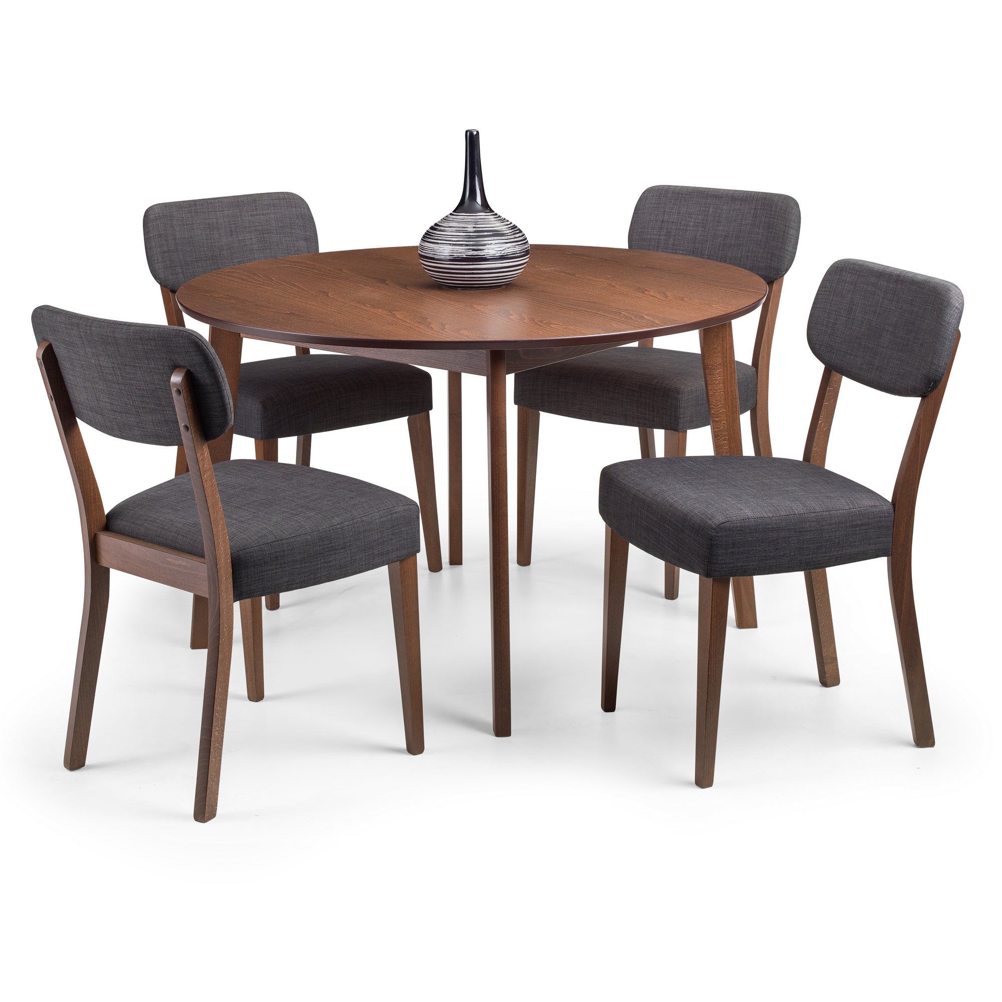 Farringdon Round Dining Table With 4 Chairs Beech Wood Brown