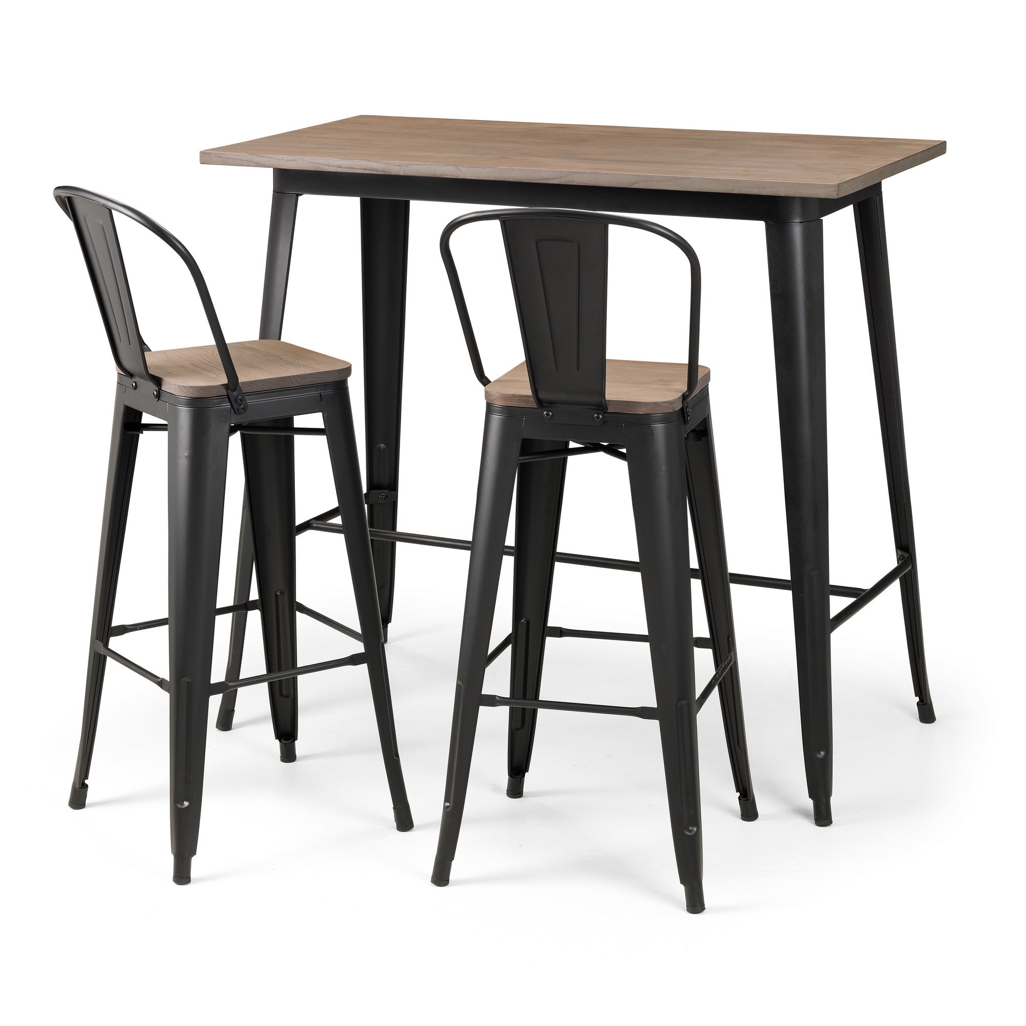 Grafton Rectangular Bar Table with 2 Stools Black