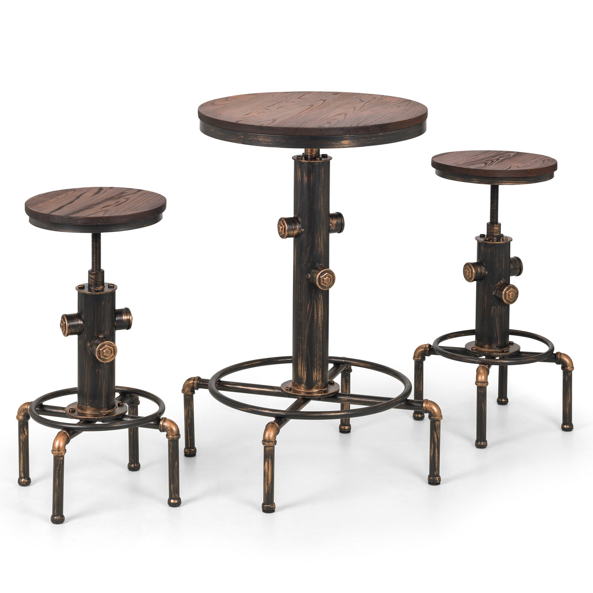 Rockport Round Bar Table With 2 Stools Brown