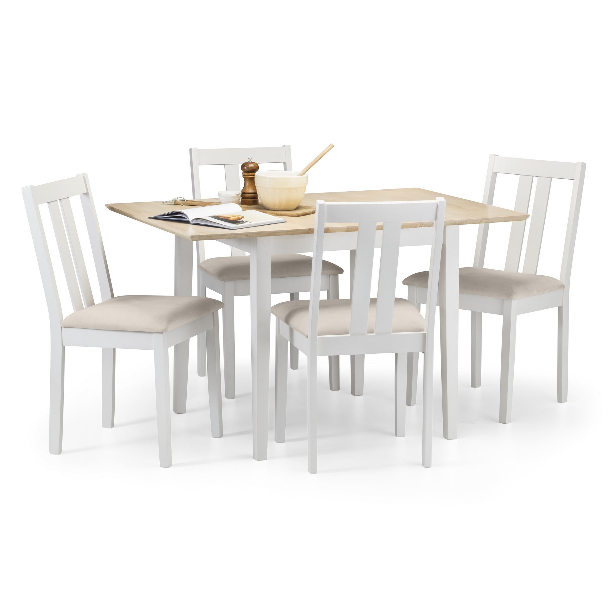 Rufford Two Tone Dining Table and 4 Ivory Chairs Cream