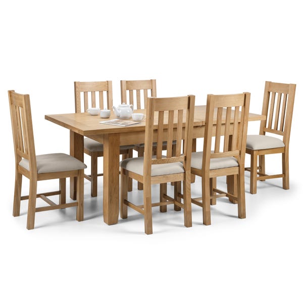 Astoria Extending Dining Table with 6 Hereford Chairs Oak (Brown)