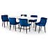 Como Dining Table with 6 Luxe Blue Chairs