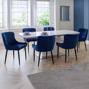 Como 6-8 Seater Rectangular Extendable Dining Table With 6 Luxe Chairs