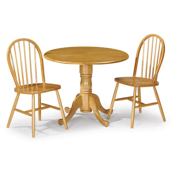Dundee Dining Table with 2 Windsor Chairs Honey