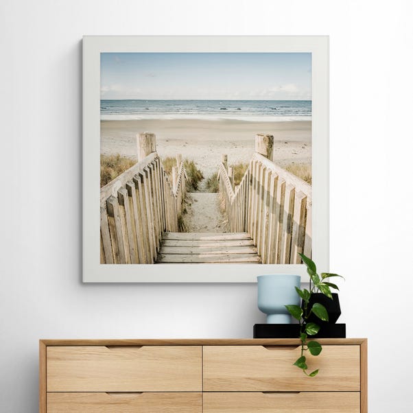 Beach Pathway Framed Print MultiColoured