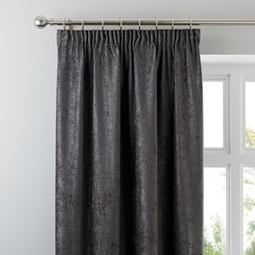 Chenille Grey Pencil Pleat Curtains