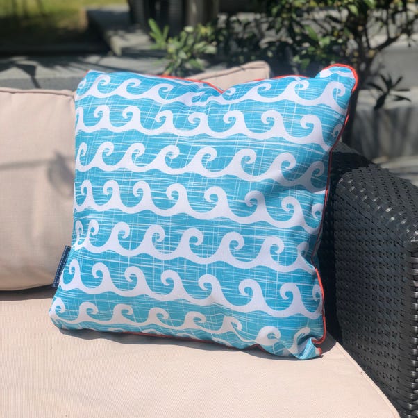 Aruba Blue Water Resistant Outdoor Cushion Dunelm - Are Patio Cushions Waterproof