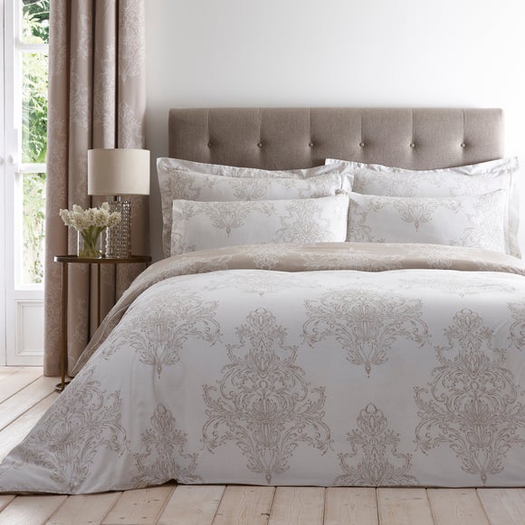 Versailles Natural Reversible Duvet Cover and Pillowcase Set Dunelm