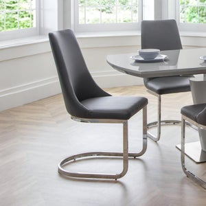 Como Set Of 2 Dining Chairs- Grey Faux Leather