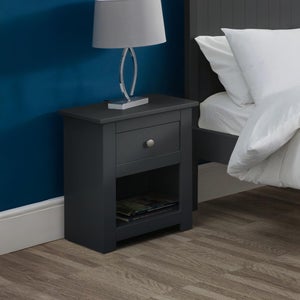 Radley 1 Drawer Bedside Table- Dark Grey & Pine