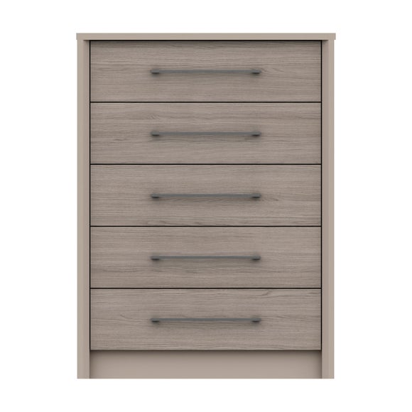 Dolan Grey Oak Effect 5 Drawer Chest Dunelm