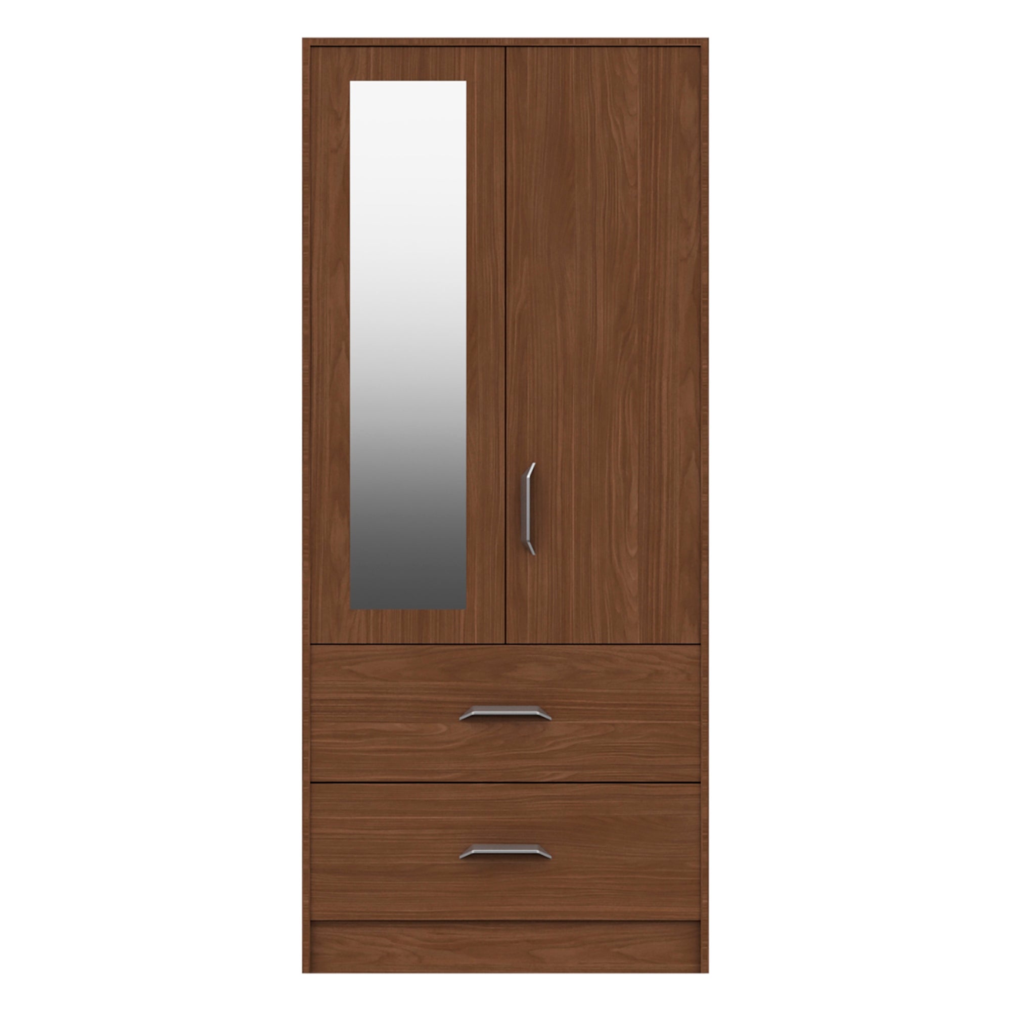 Florine Double 2 Drawer Wardrobe Walnut Brown