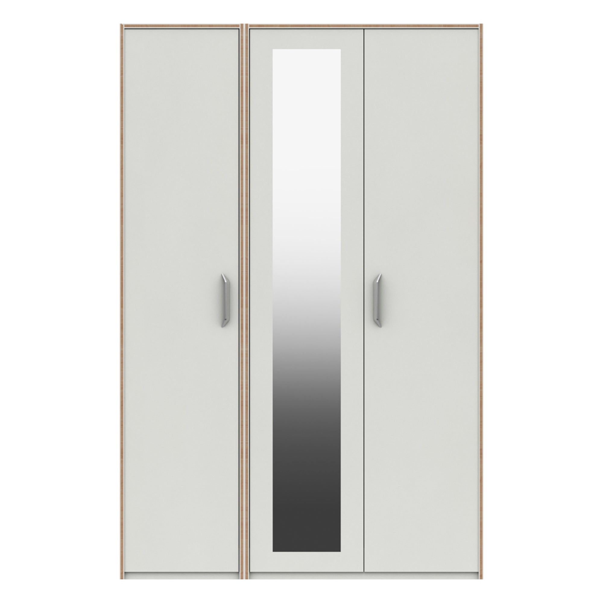 Florine Triple Wardrobe Mirrored White