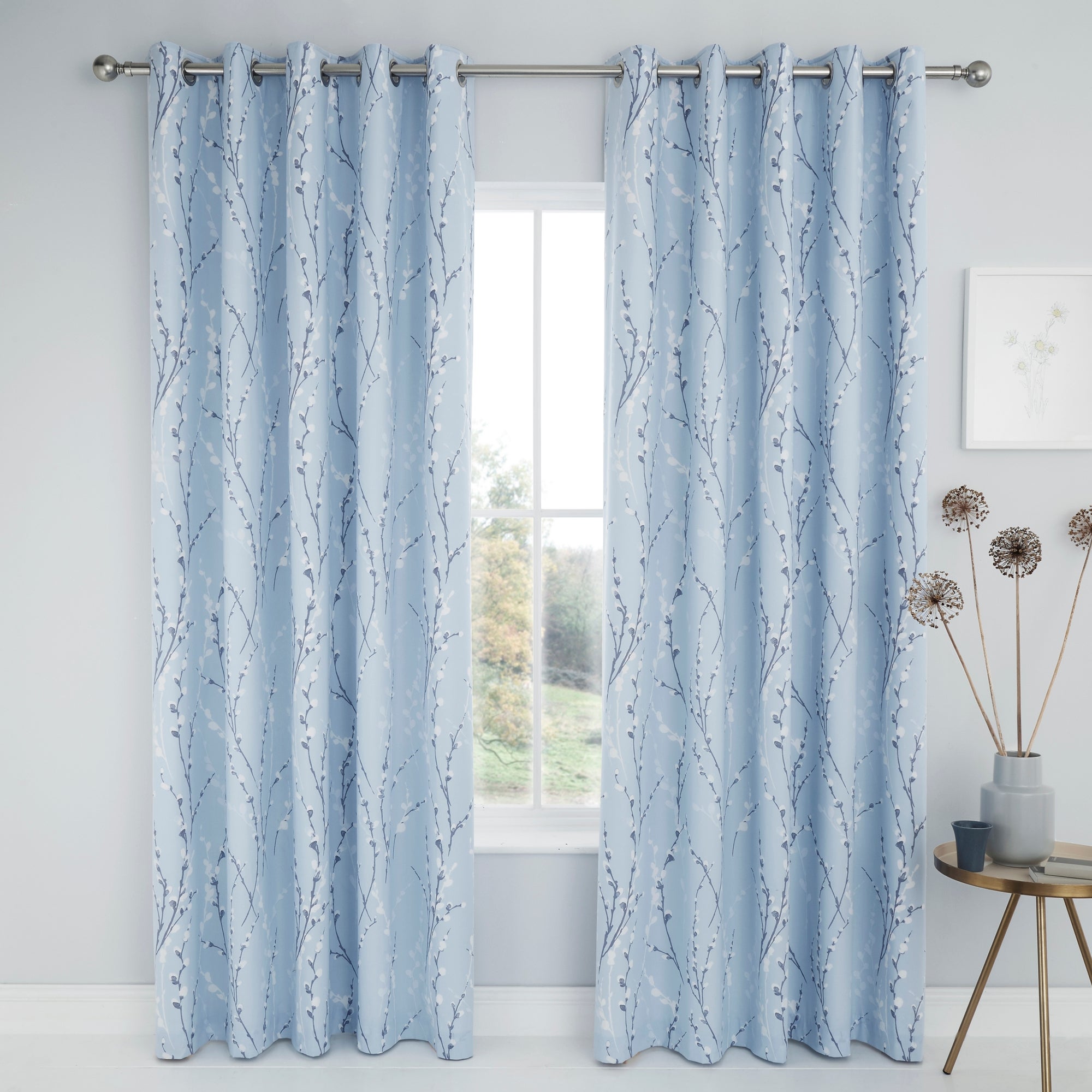 Belle Blue Blackout Eyelet Curtains | Dunelm