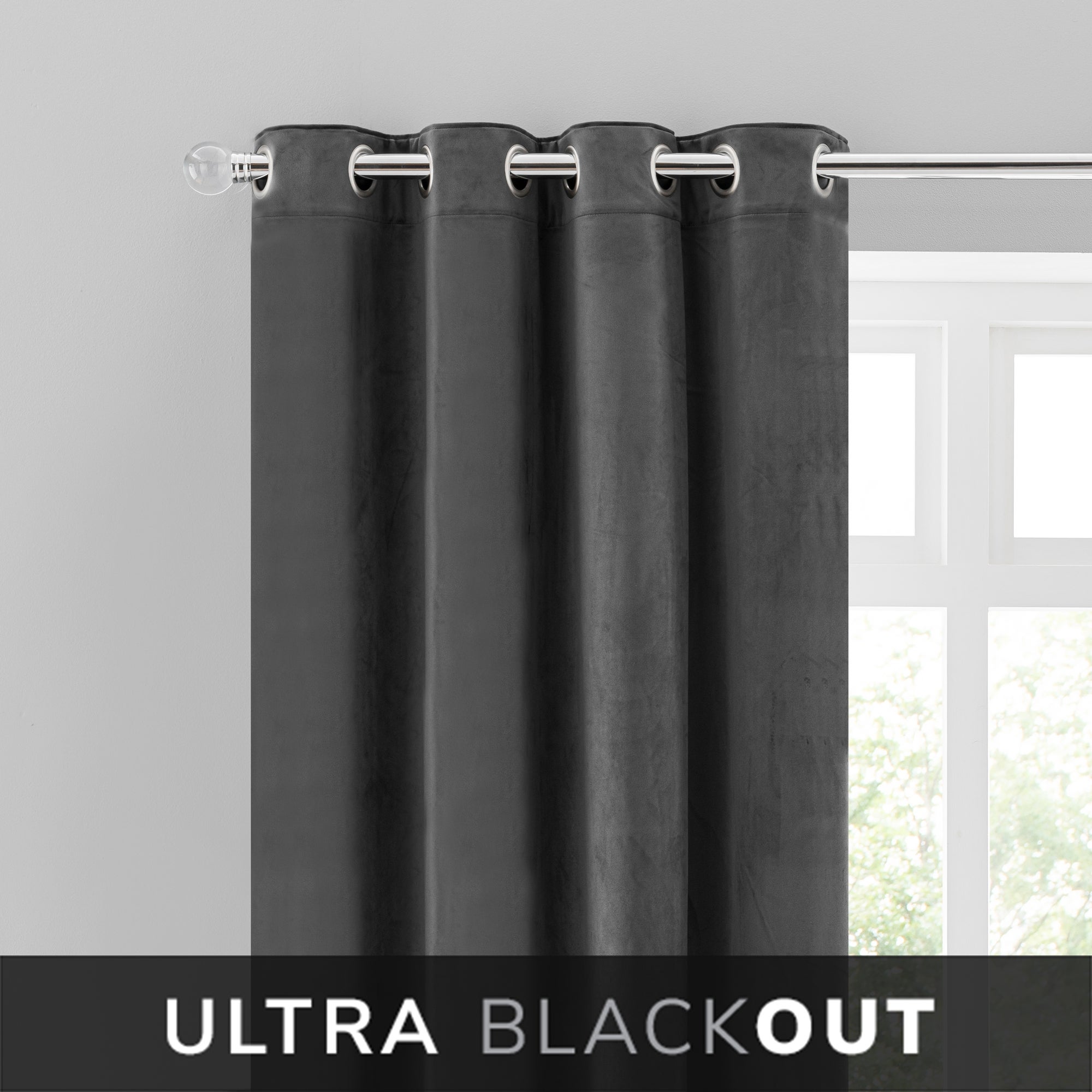 Isla Charcoal Thermal Ultra Blackout Eyelet Curtains Charcoal