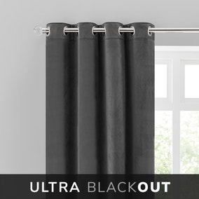 Isla Thermal Ultra Blackout Charcoal Eyelet Curtains