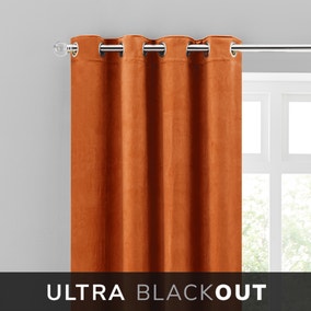 Isla Orange Thermal Ultra Blackout Eyelet Curtains