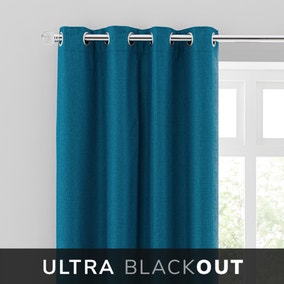 Montreal Thermal Blackout Ultra Teal Eyelet Curtains